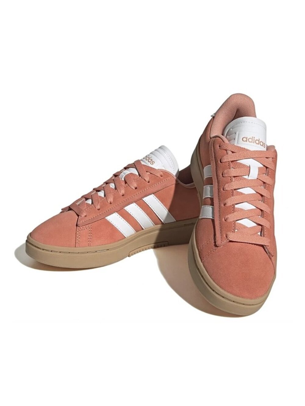 Adidas Grand Court Alpha Suede Gum Sole Low Top Sneakers Coral Pink, 10